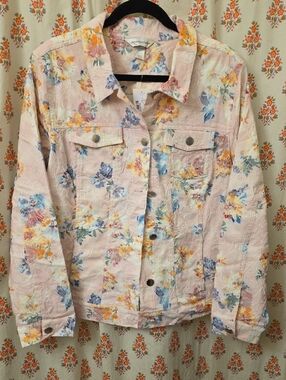 Christopher & Banks Pastel Pink Floral Denim Jacket
